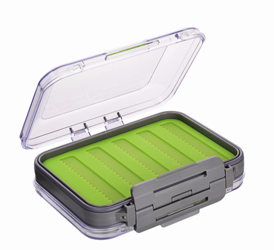 Accesorio de pesca de plástico transparente Caja de pesca con mosca de cebo de dos lados