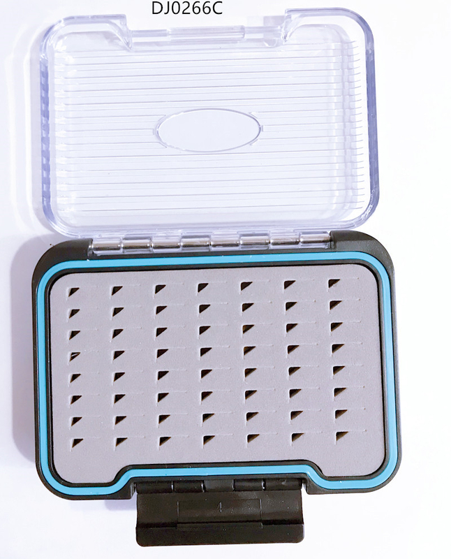 1 pieza caja de pesca con mosca de plástico a prueba de agua de dos lados azul