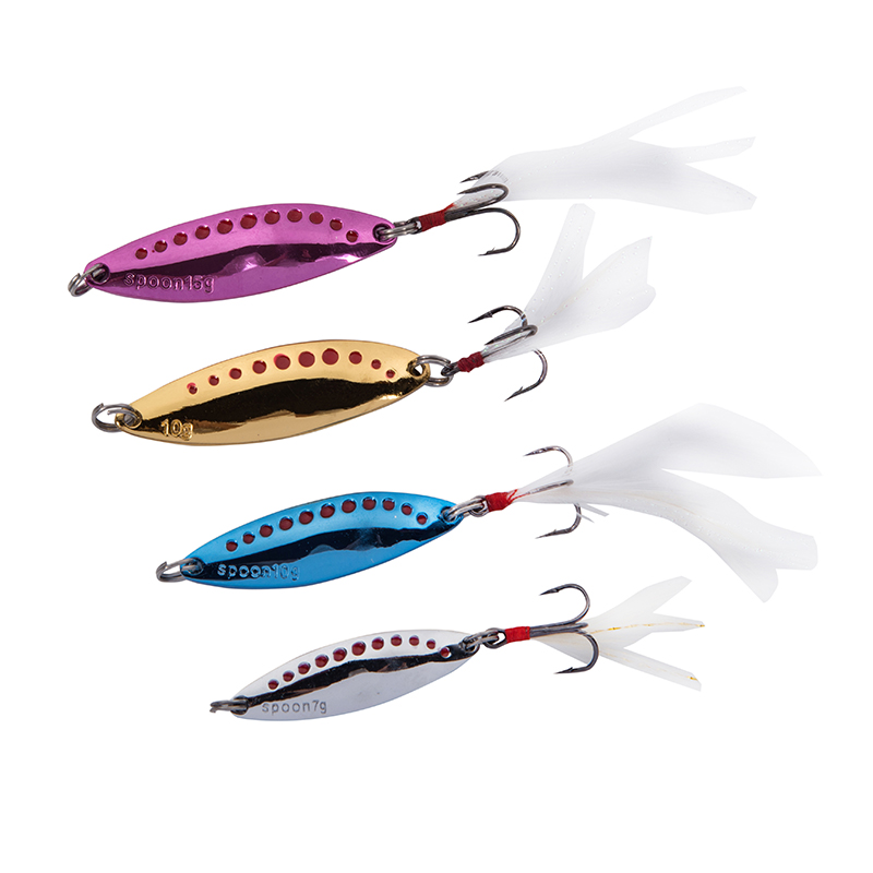1 señuelos de pesca de hoja de 10g con cucharas de metal de ganchos triples
