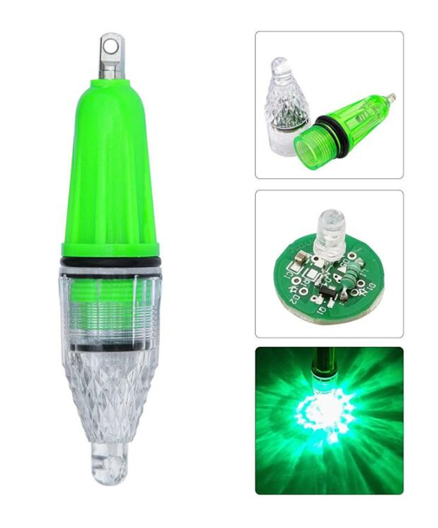 12cm Greem LED Flash Luz de pesca Lámpara LED de caída profunda